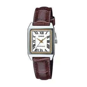 카시오 LTP-V007L-7B2 여성 클래식 스퀘어 아날로그 가죽 손목 시계