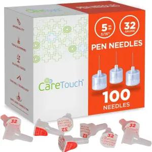 케어 터치 펜 바늘 32 게이지 0.2-5mm - 성 미세 100개 세트 트리플 샤프닝 실리콘 코팅 베벨 얇은 벽 기술