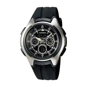 카시오 AQ-163W-1B1 남성 아나디지 우레탄 손목 시계