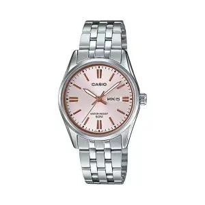 카시오 LTP-1335D-4A 라운드 메탈 아날로그 커플 시계