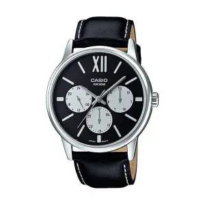 카시오 MTP-E312L-1B 남성용 아날로그 가죽 손목 시계