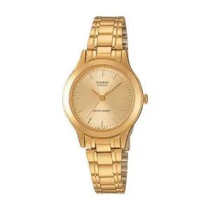 카시오 LTP-1128N-9A 빈티지 여성 아날로그 골드 메탈 손목 시계