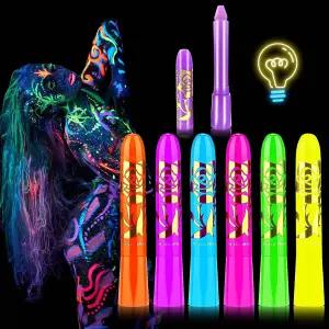 6 PCS 글로우 인 더 다크 페이스 바디 페인트 크레용 키트 전문 네온 스틱 마스커레이즈 할로윈 파티
