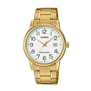 카시오 MTP-V002G-7B2 남성 라운드 아날로그 메탈 손목 시계