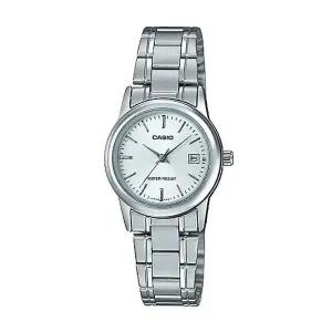 카시오 LTP-V002D-7A 여성 라운드 아날로그 메탈 손목 시계