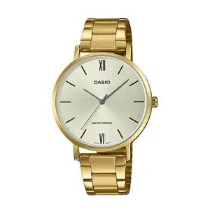 카시오 LTP-VT01G-9B 여성 라운드 아날로그 메탈 손목 시계
