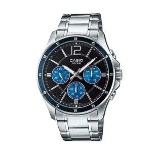 카시오 MTP-1374D-2A 남성 라운드 아날로그 메탈 손목 시계