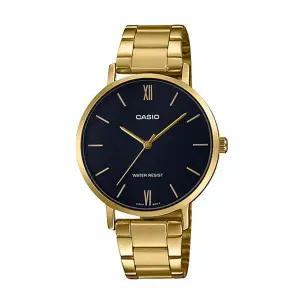 카시오 LTP-VT01G-1B 여성 라운드 아날로그 메탈 손목 시계