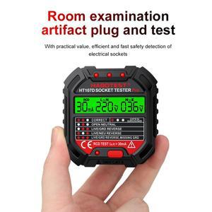 HT106/HT107 디지털 콘센트 소켓 감지기 전압  테스터 미국/영국/EU 플러그 접지 제로 라인 위상 확인 RCD