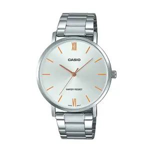 카시오 MTP-VT01D-7B 남성 라운드 아날로그 메탈 손목 시계