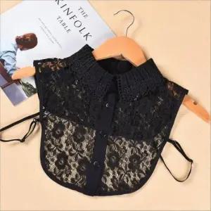 자수 펀칭 레이스 페이크 카라 넥카라 레이어드 블라우스