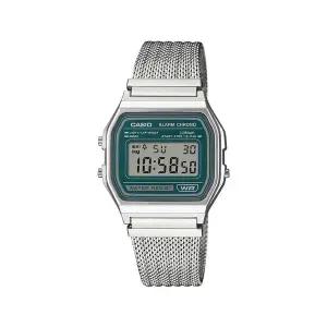 카시오 A158WEM-3 빈티지 우븐 메시 디지털 공용 메탈시계