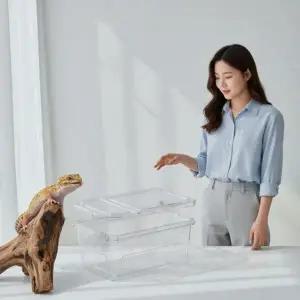 크레스티드게코 사육장 소형 아크릴 케이지 파충류 테라리움