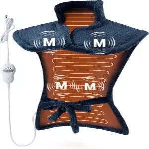 요통 를 위한 진동 온열 패드 24인치 x 35인치 대형 웨어러블 마사지 2열 레벨 및 4개의 모터 2H 자동 차단