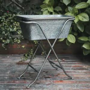 양철통 바스켓 손잡이 소품 원형 양철바스켓 바구니