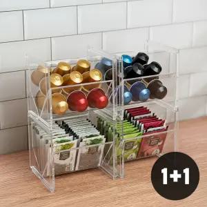 2개입 비스듬한 티백 보관함 탕비실 캡슐 커피 아크릴 수납 정리함