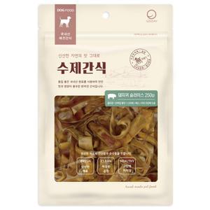 수제간식 돼지귀 슬라이스 250g 강아지간식