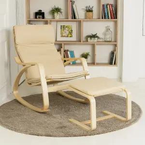 일루일루 실론 흔들의자+풋스툴 세트 PU(가죽) 아이보리 1인용쇼파 릴렉스 안락의자