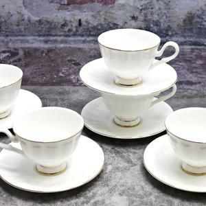 본차이나 볼륨골드 커피잔 5인세트 찻잔 컵받침 컵세트