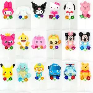 캐릭터 바람개비 풍선 10개입 하츄핑 산리오 피카츄 아기상어 뽀로로 타요