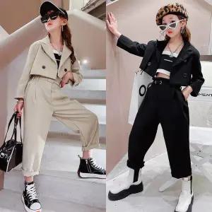 [삐삐네옷가게]여아 주니어 크롭롤업 자켓 긴바지 봄가을 정장 상하세트