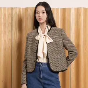 올리브데올리브 OW4XJ876 골드버튼 노카라 트위드 자켓