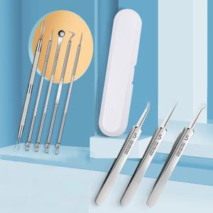 여드름 피지 압출기 블랙헤드 핀셋 뾰루지 관리 피지제거기 집게 8종세트