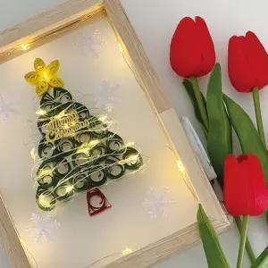 [문구티쳐] 토단 원목 아크릴 트리 퀼링아트 액자 만들기 1인세트 DIY 페이퍼아트 크리스마스만들기