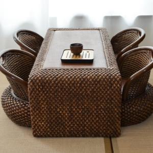 라탄좌식테이블 쿠션 세트 좌석 홈카페 티테이블 쇼파