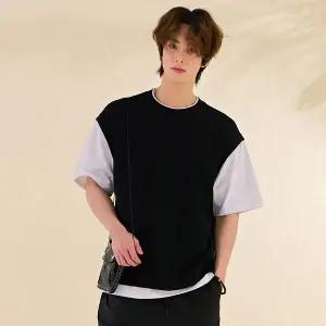 [하프클럽/체이스컬트]남성 레이어드 반팔 티셔츠-DBRK5818D03