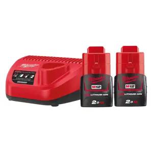 밀워키 12V 배터리 충전기세트 C12C + M12 B2 2.0Ah 배터리 2개 세트