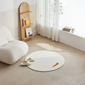 귀여운 당근 원형 러그 책상 침실 자취방 인테리어 포인트 카페트 100cm