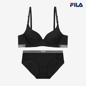 [휠라 언더웨어] 폴리 스파크 아웃밴드 브라 드로즈 세트 블랙 (FI4BAF2672FBLK_2SKU)