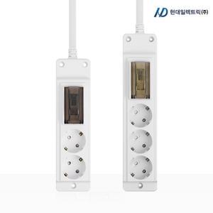 현대 고용량 배선차단 멀티탭 2구 3구 1.5m 3m 5m 에어컨 냉장고 콘센트 접지 대용량