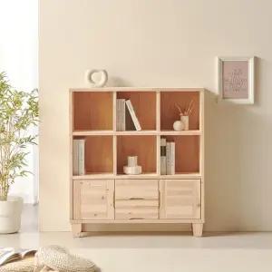 마르디 수납형 삼나무 원목 1000 3단 책장 DF925471