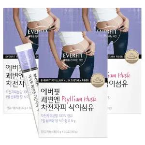 내츄럴플러스 에버핏 쾌변엔 차전자피 식이섬유 30포 X 3개 묵직한 아랫배 부드러운 장운동
