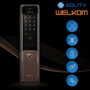 솔리티 웰콤 3D 얼굴인식 푸시풀 WSP-2900A플러스 안면+지문인식+카드키2개+번호키 4WAY 블루투스(옵션) 0초 즉시잠김 0.9초지문인증 푸시바잠금 내부이중잠금  현관문 디지털도어락