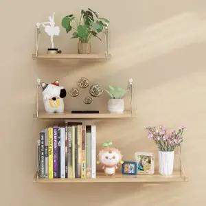 무타공 벽걸이 다용도 벽선반 인테리어 수납 브라운 색상 3종세트 N024