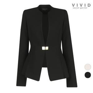 여성 노카라 사각단추 정장자켓