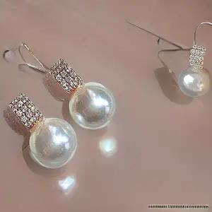 [하프클럽/]여자 진주 실버 결혼 12mm 큐빅 신부 귀걸이