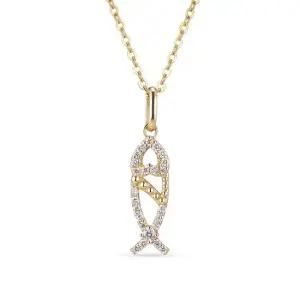 14k 럭키피쉬 랩 다이아몬드 펜던트