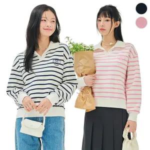 [체이스컬트] OPEN카라 스트라이프 맨투맨 T-SHIRT/2Color