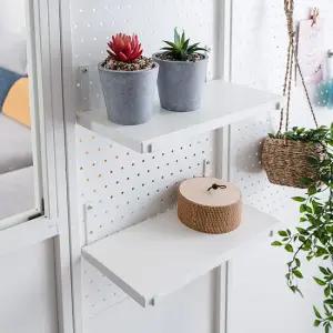 [미즌하임]듀크 가벽 타공원목선반 350L (블랙/화이트)