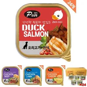 사각캔 오리고기+연어 100gx24/강아지/애견/간식/통조림/강아지캔/애견캔/건강/영양/습식/반려동물