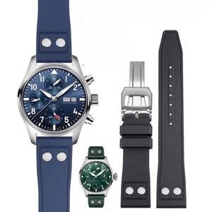 20mm 21mm 22mm 자연 소프트 불소 고무 FKM 고무 시계 밴드 IWC 스트랩 빅 파일럿 Portofino 탑건 시계 밴