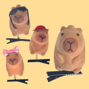 카피바라 머리핀 헤어 집게 미니 악세사리 스프링 안테나 고정 삔 체육대회 선물