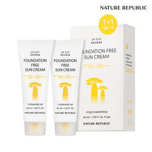 [네이처리퍼블릭/듀얼기획] 1+1 유브이컷 바오밥 파데프리 선크림 SPF50+ PA++++ (40ml+40ml)