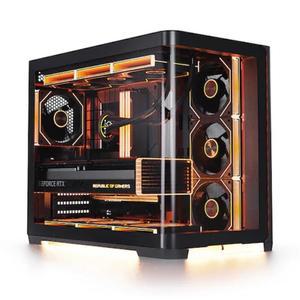 :앱코 UD50C 루시드 앰비언트 풀커브드 ARGB BTF 컴퓨터 PC 케이스 (블랙)