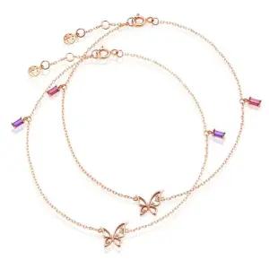 갤러리아 [비앤비골드] 14K 나비 바게트 큐빅 탄생석 발찌 모음 12종