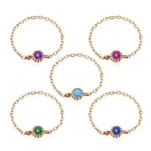 갤러리아 [비앤비골드] 14K 레이어드 체인 열송이 탄생석 반지 모음 12종